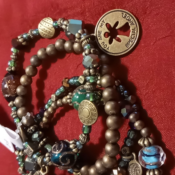 Bella Grace multi beaded bracelet set glass beads you are my angel bangle's - Picture 3 of 9